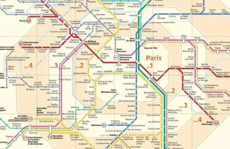 Las zonas tarifarias de los transportes de París