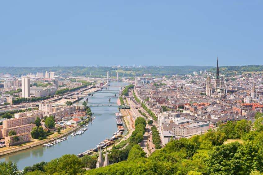 La bellissima vista su Rouen
